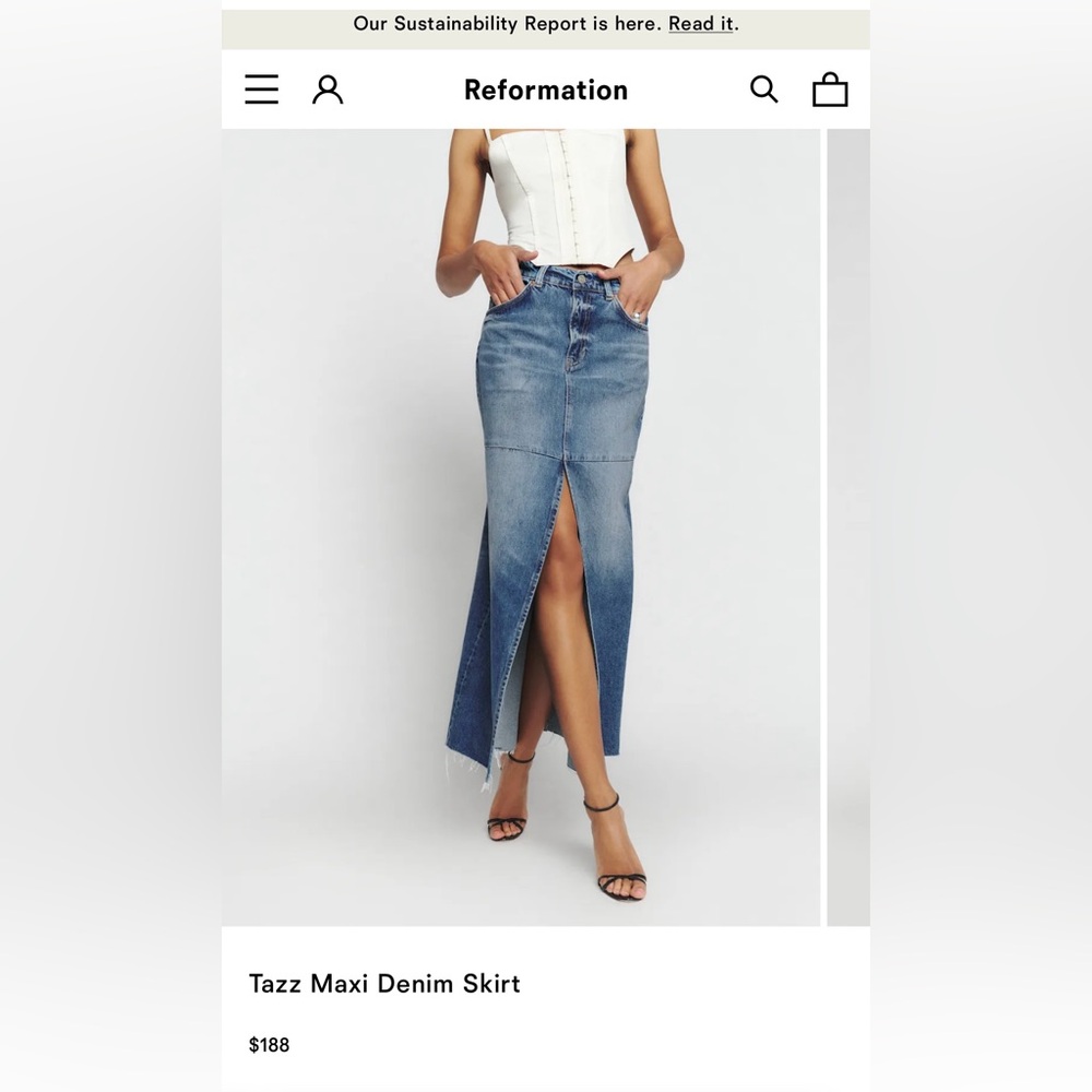 Reformation Tazz Maxi Denim Skirt